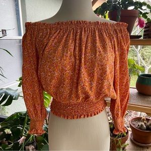 Cynthia Rowley Smocked Crop Top M